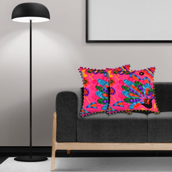 Cushion Cover Pompom Pink