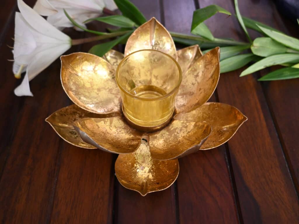 Gold Lotus t Light Holder