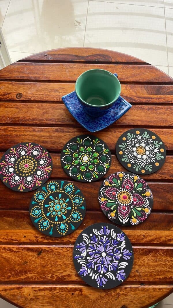 Handpainted MDF Coasters - Dot Art