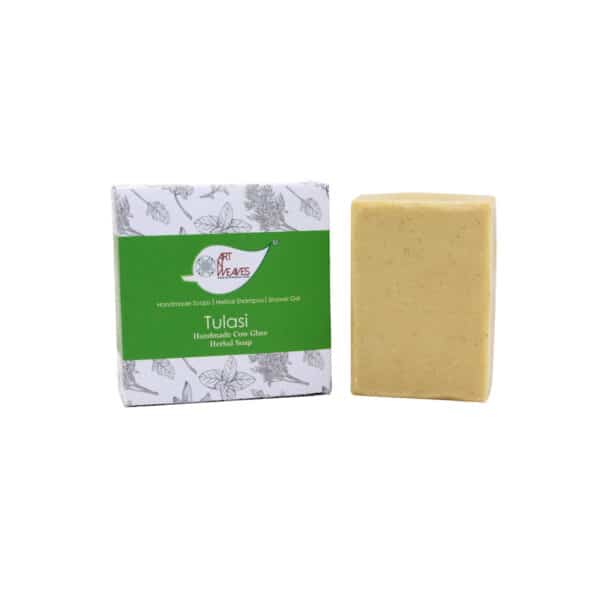 Artnweaves Handmade Cow Ghee Herbal Tulasi soaps 3 units of 100 gms each GP - Image 3