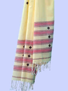 Yellow pink stripped handwoven cotton stole