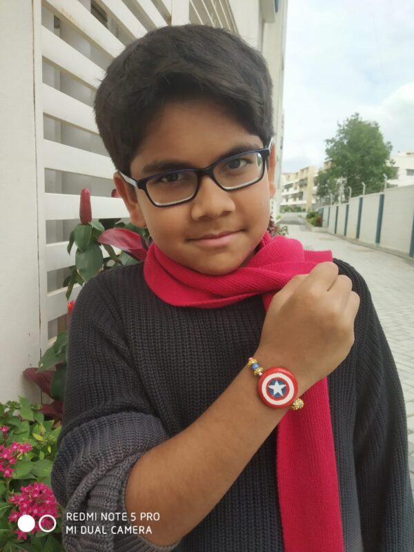 Captain America Shield shaped Eco-friendly Plantable Tulasi Seed Rakhi - Image 3