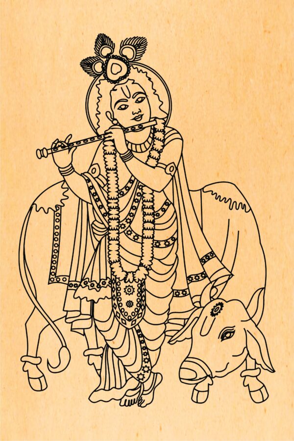 Lord Krishna with Cow Pre Marked MDF