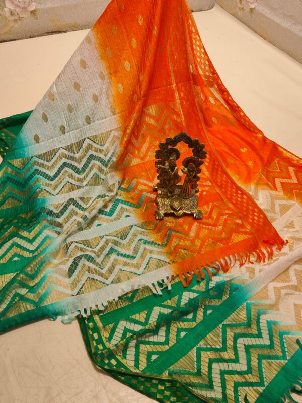 Dupatta for Independence Day Special- Knitted Lace Tricolour - Image 4