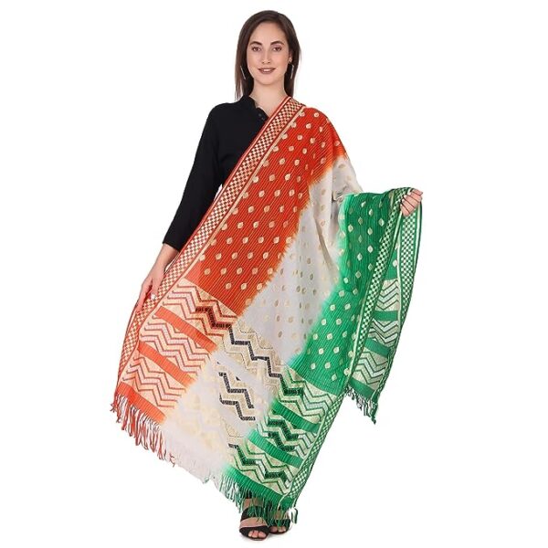 Dupatta for Independence Day Special- Knitted Lace Tricolour - Image 2