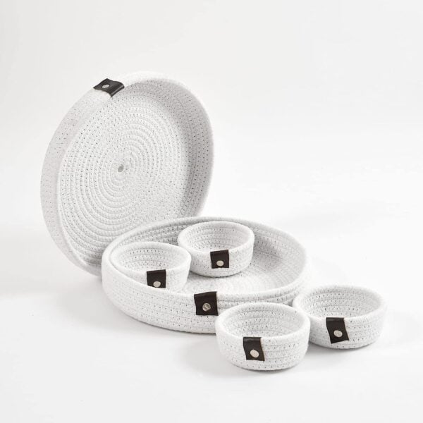 Stylish Rope Storage Box for Living Room, Kitchen & More | White | Sustainable Gift