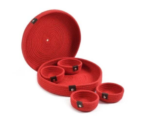 Cotton Rope Storage Box - Red, Multi-Purpose