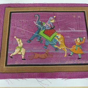 Elephant Hunt- Mughal painting