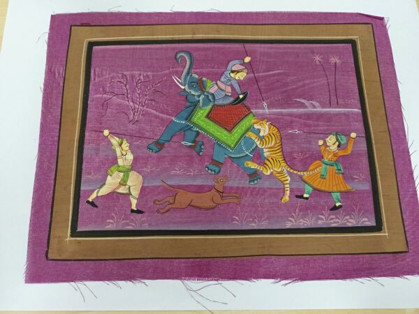 Elephant Hunt- Mughal painting