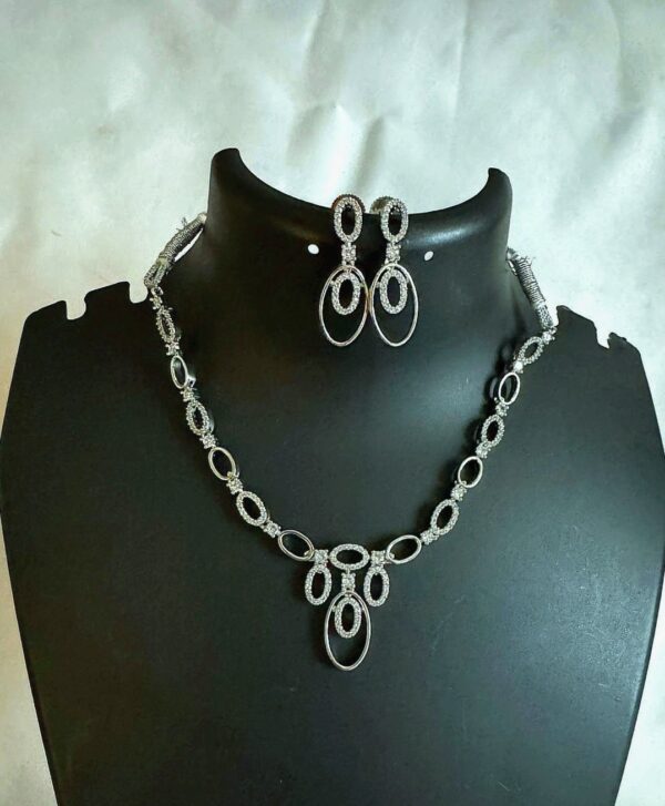 White Gold Matte Finish AD Stones Jewellery Set - Image 5