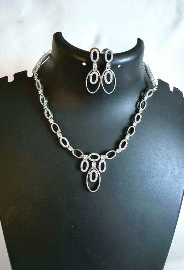 White Gold Matte Finish AD Stones Jewellery Set