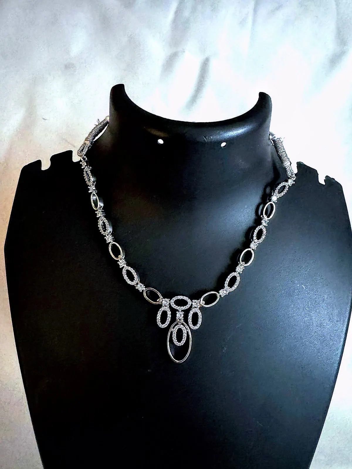 White Gold Matte Finish AD Stones Jewellery Set - Image 4