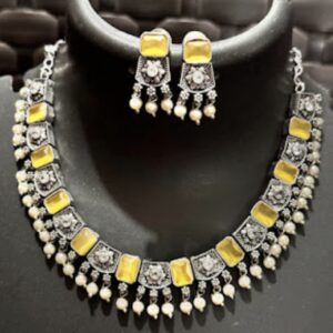 Elegant Golden Stone sJewellery Set