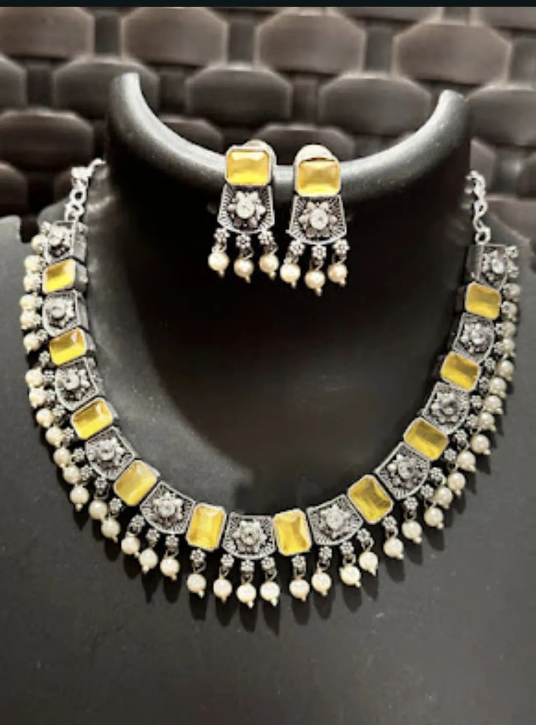 Elegant Golden Stone sJewellery Set