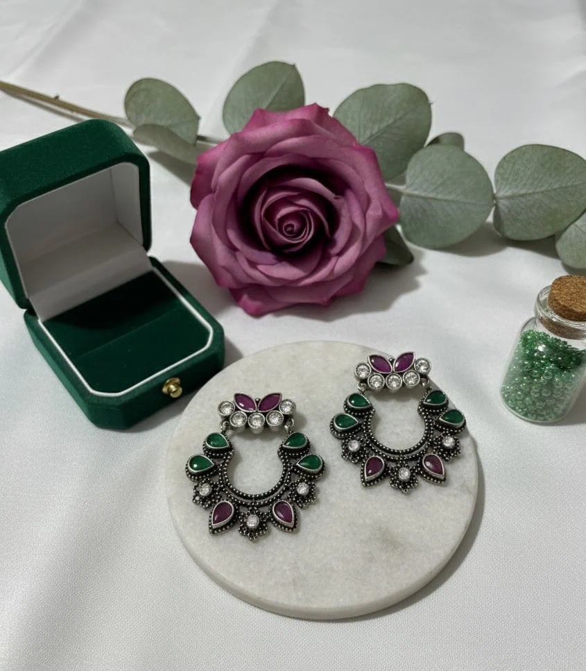 Designer Multi Colour Chand Bali - Image 2