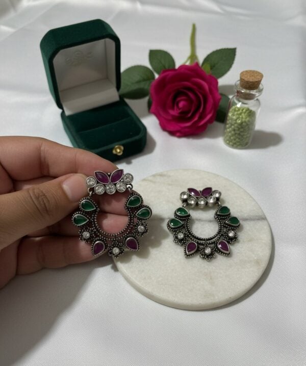 Designer Multi Colour Chand Bali - Image 3