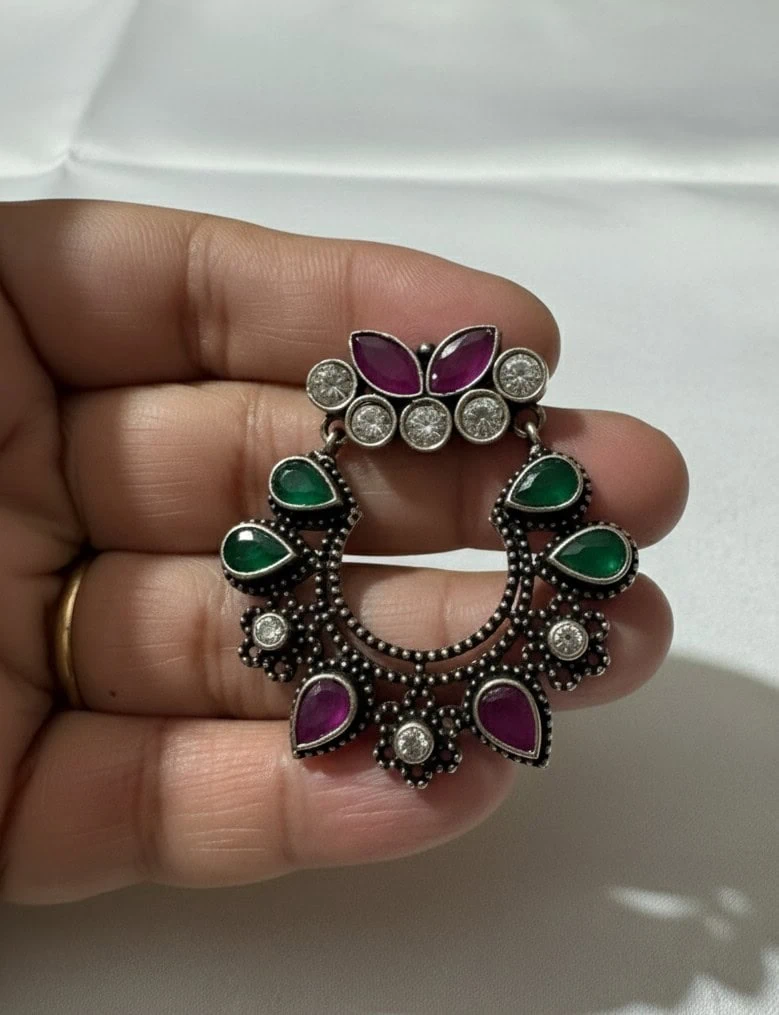 Designer Multi Colour Chand Bali - Image 4