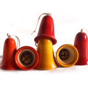 Wooden Bells for Christmas Tree - Set of 6- Tree Decorations - Wooden Hangings
