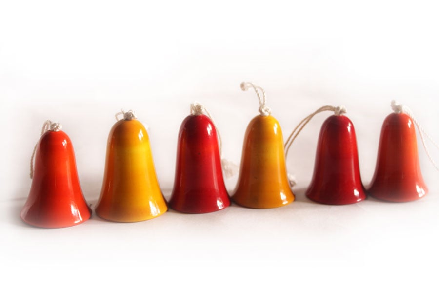 Wooden Bells for Christmas Tree - Set of 6- Tree Decorations - Wooden Hangings - Image 4