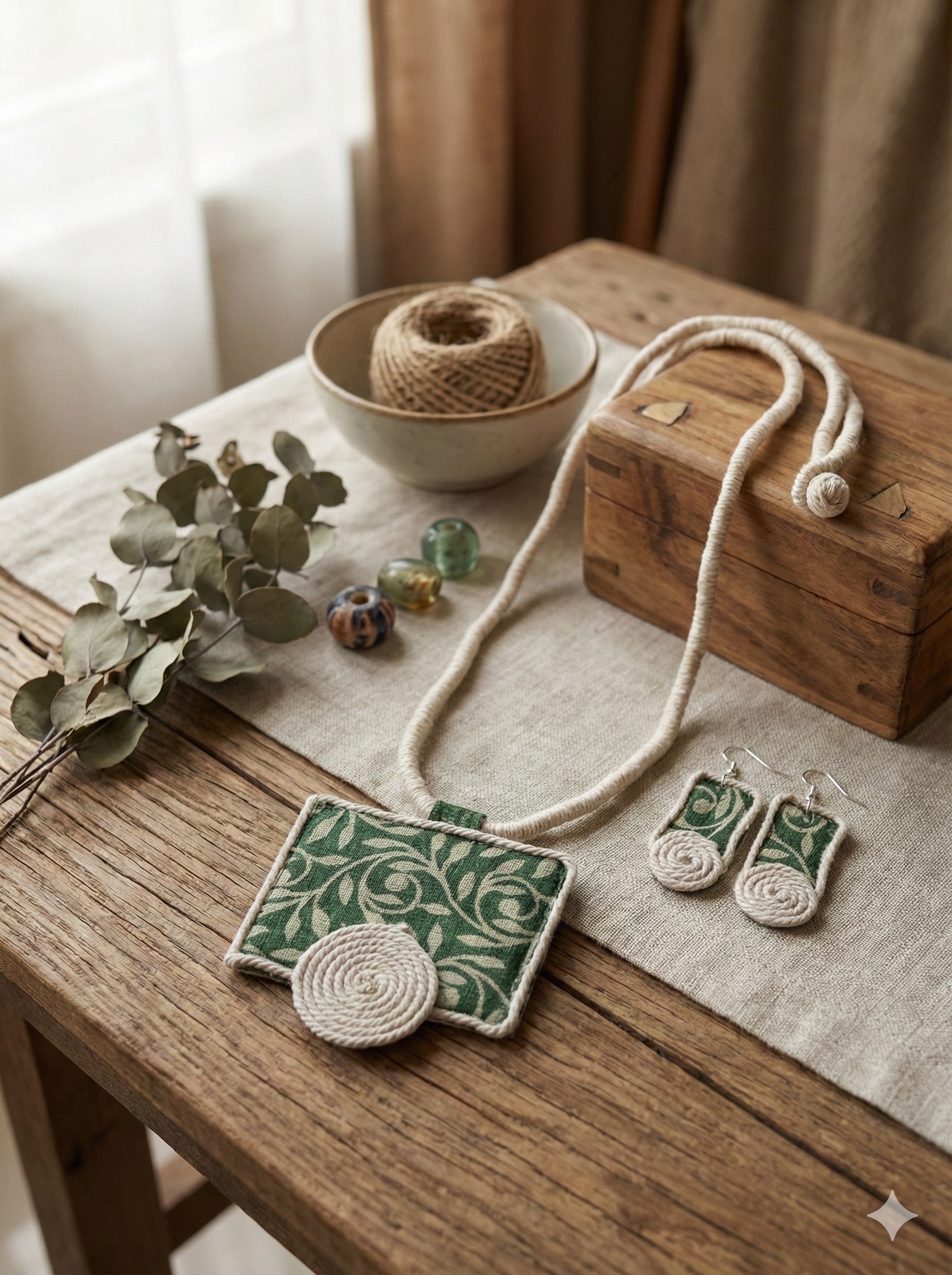 Glamvila Haritha Kala Fabric Jewellery Set - Image 2