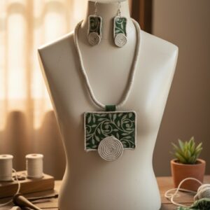 Glamvila Haritha Kala Fabric Jewellery Set