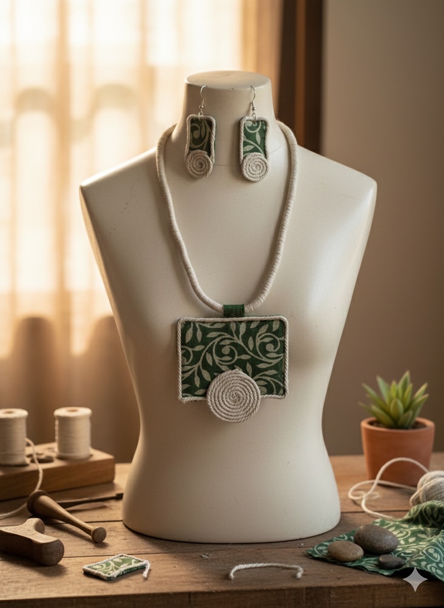 Glamvila Haritha Kala Fabric Jewellery Set