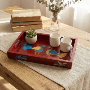 "Wings of Central India" Gond Art Serving Tray