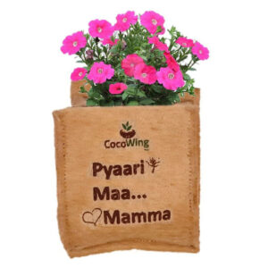 CocoWing Wall Hanging Indoor Plant Grow Bag “Pyaari Maa… Mamma” Printed Eco-Friendly Planter for Home Decor, Balcony & Gifts for Mother